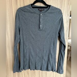 Michael Kors Sweater Womens Medium Gray Ribbed Form Fitting Stretchy 100 Cotton